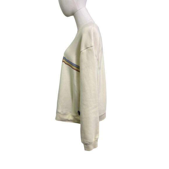 Patagonia Uprisal Crew Sweatshirt Mountain Stripe Logo Cream Size L - Picture 4 of 8